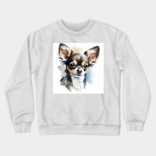 Black White and Brown Multi Colored Chihuahua Watercolor Portrait Crewneck Sweatshirt